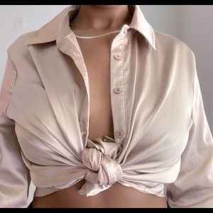 Gold Satin Button Up Shirt